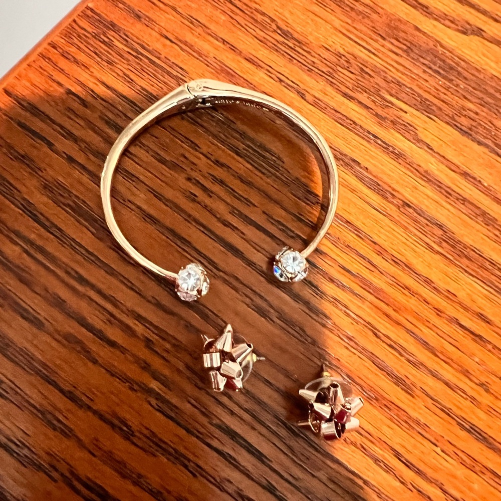Kate Spade Elegant Rose Gold Bracelet & Earrings with Crystal Accents